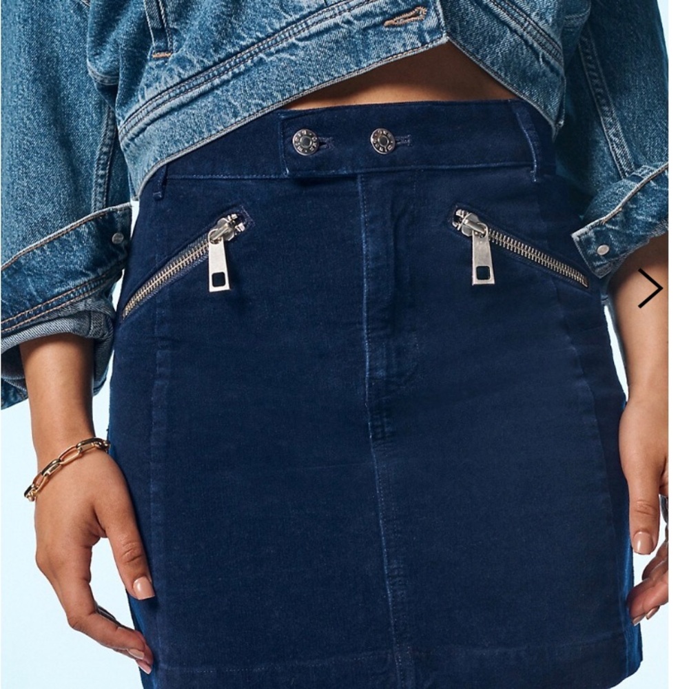 Own. Mini Biker Velvet Denim Skirt